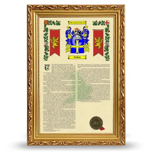 Mulinix Armorial History Framed - Gold