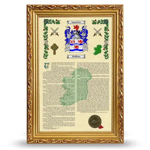 Mullican Armorial History Framed - Gold