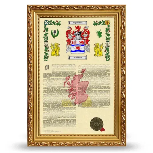 Mullican Armorial History Framed - Gold