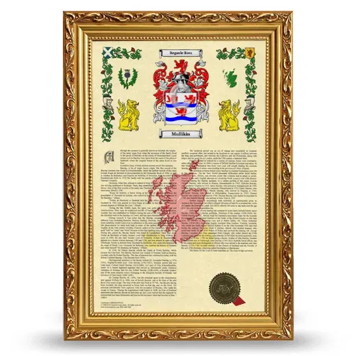 Mullikin Armorial History Framed - Gold