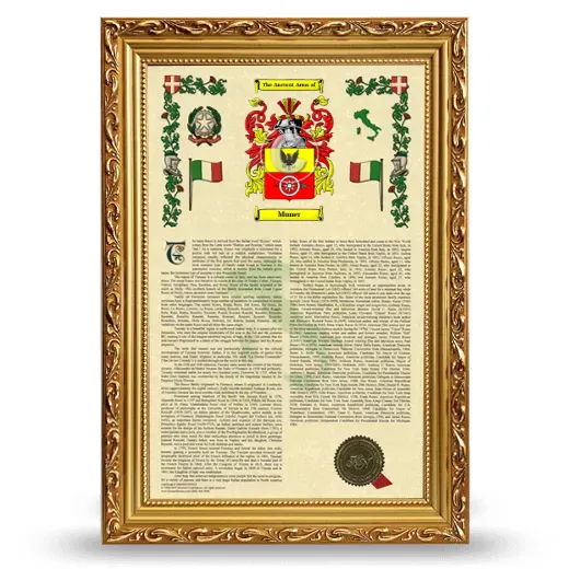 Muner Armorial History Framed - Gold
