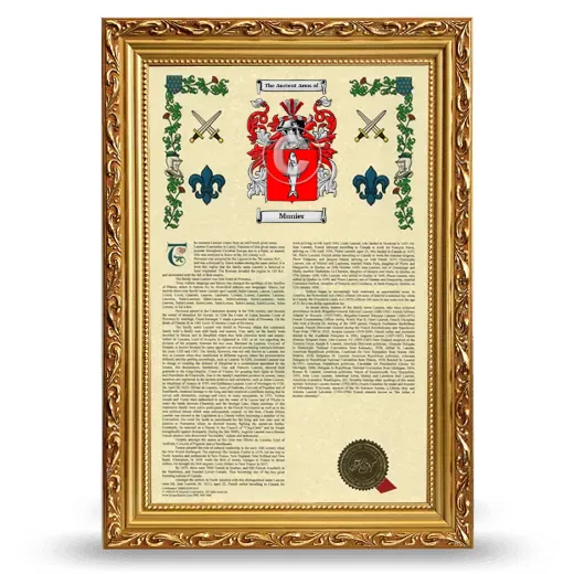 Munier Armorial History Framed - Gold