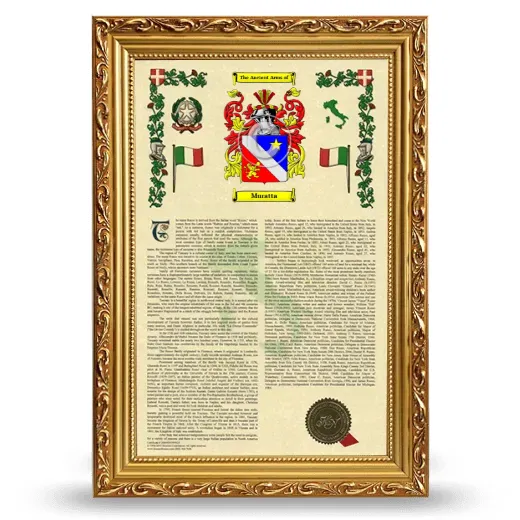 Muratta Armorial History Framed - Gold