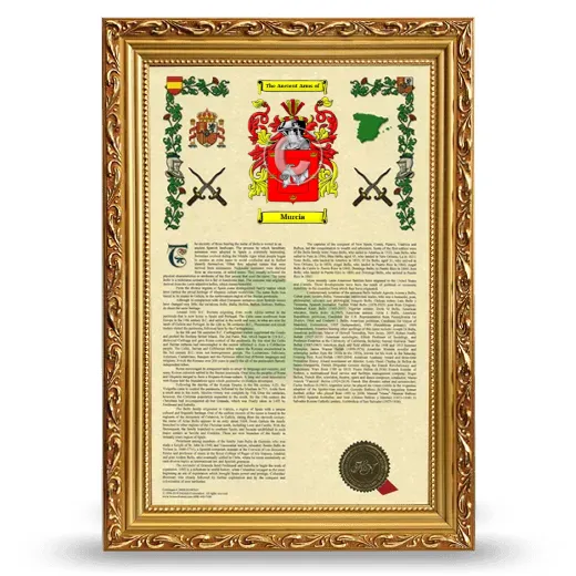 Murcia Armorial History Framed - Gold
