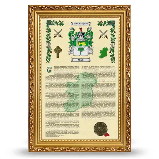 Murff Armorial History Framed - Gold