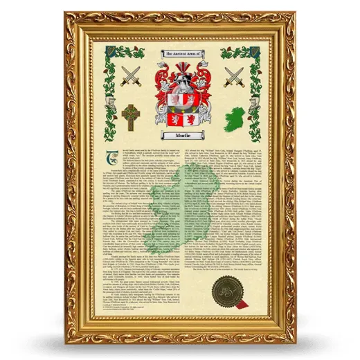 Murfie Armorial History Framed - Gold