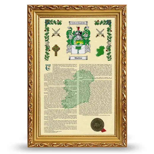 Murfree Armorial History Framed - Gold