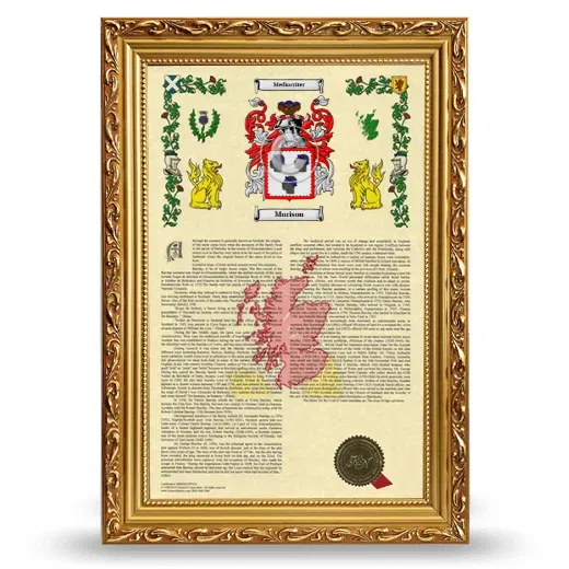 Murison Armorial History Framed - Gold