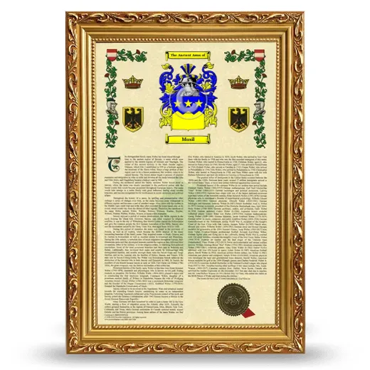Musil Armorial History Framed - Gold