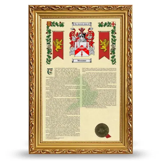 Mussone Armorial History Framed - Gold