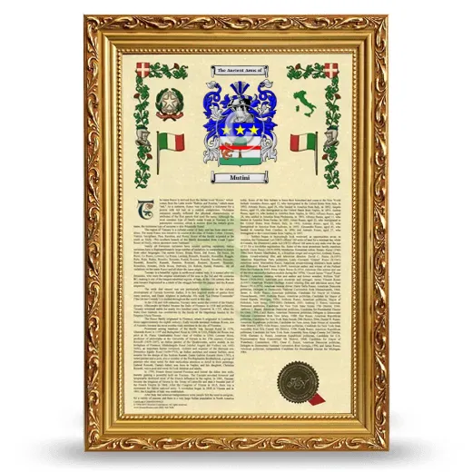Mutini Armorial History Framed - Gold
