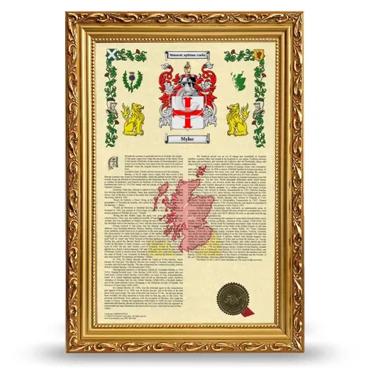 Mylar Armorial History Framed - Gold