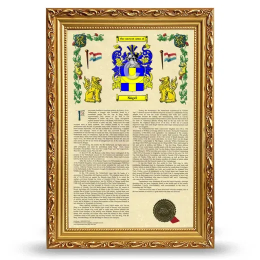 Nägel Armorial History Framed - Gold