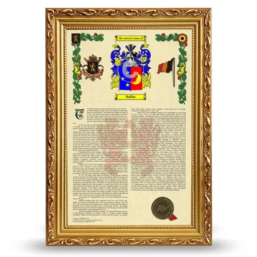 Naffes Armorial History Framed - Gold