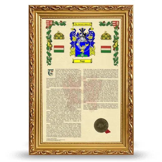 Nagy Armorial History Framed - Gold