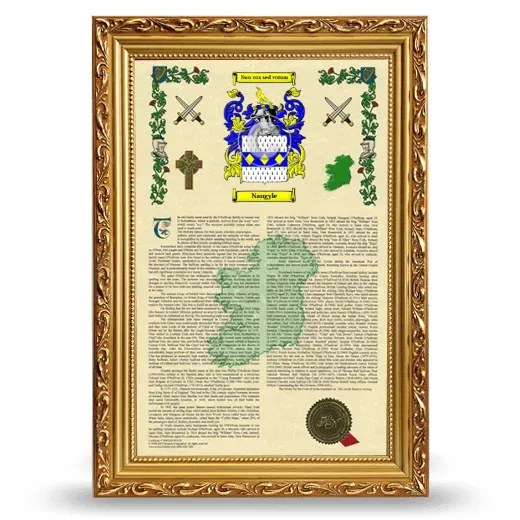 Nangyle Armorial History Framed - Gold