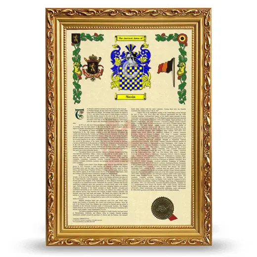 Nanin Armorial History Framed - Gold