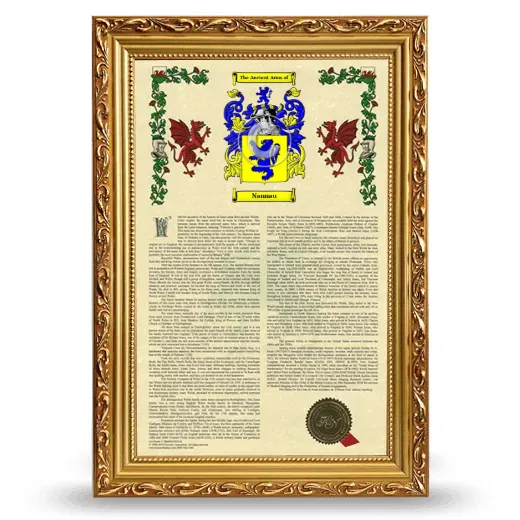 Nannau Armorial History Framed - Gold
