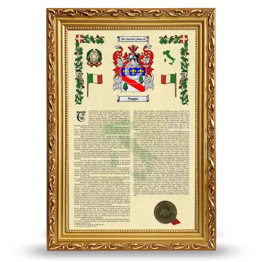 Nappa Armorial History Framed - Gold