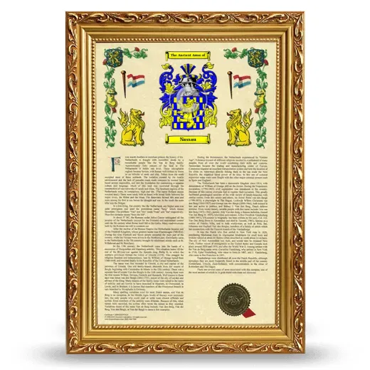 Nassau Armorial History Framed - Gold