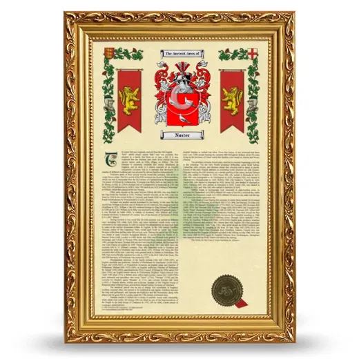 Naster Armorial History Framed - Gold