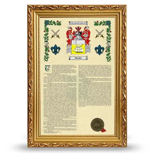 Naudet Armorial History Framed - Gold
