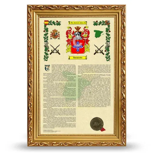Navarrete Armorial History Framed - Gold