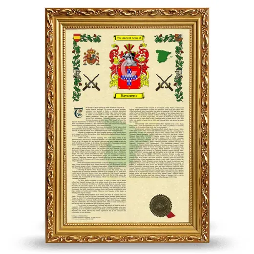 Navarrette Armorial History Framed - Gold