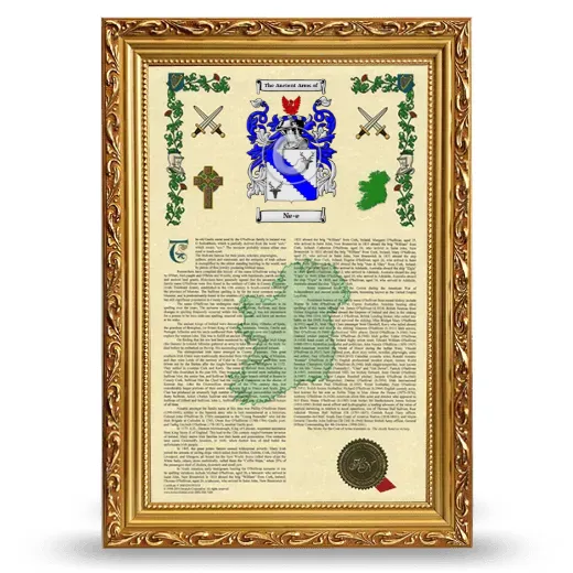 Ne-e Armorial History Framed - Gold