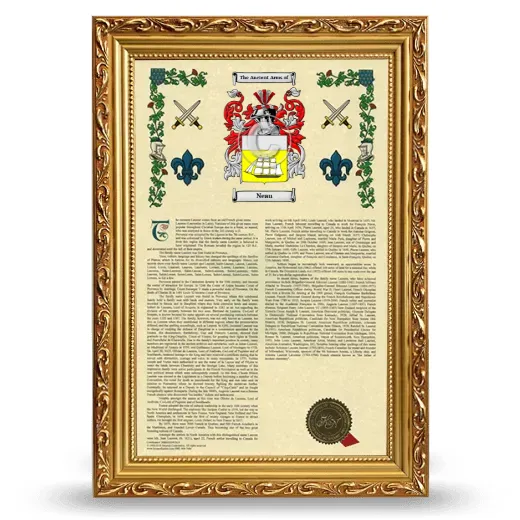 Neau Armorial History Framed - Gold