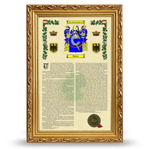 Neeser Armorial History Framed - Gold