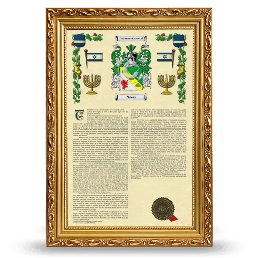 Neiers Armorial History Framed - Gold