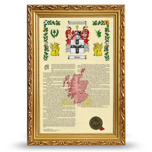 Neives Armorial History Framed - Gold