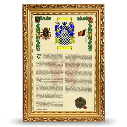 Nene Armorial History Framed - Gold
