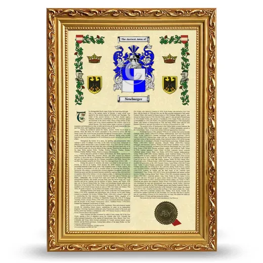 Newburger Armorial History Framed - Gold