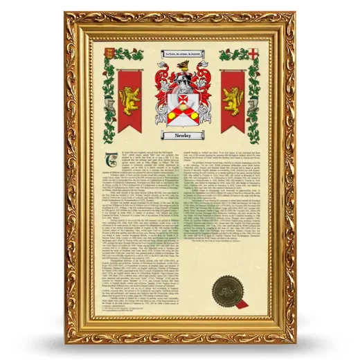 Newlay Armorial History Framed - Gold