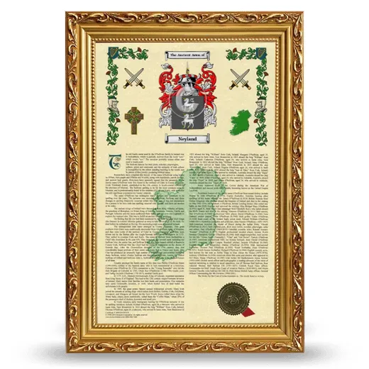 Neyland Armorial History Framed - Gold