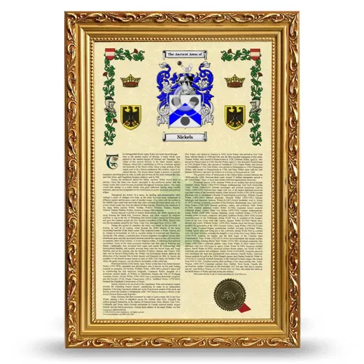 Nickels Armorial History Framed - Gold