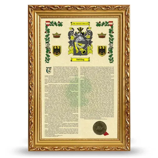 Niebling Armorial History Framed - Gold