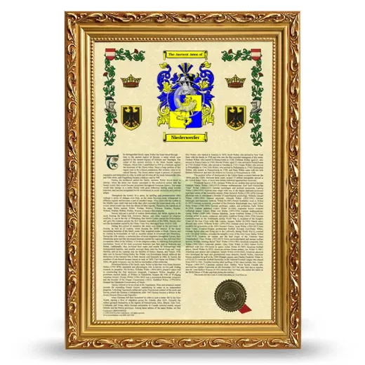 Niederwerfer Armorial History Framed - Gold