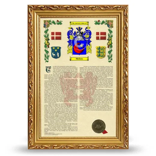 Nielsen Armorial History Framed - Gold