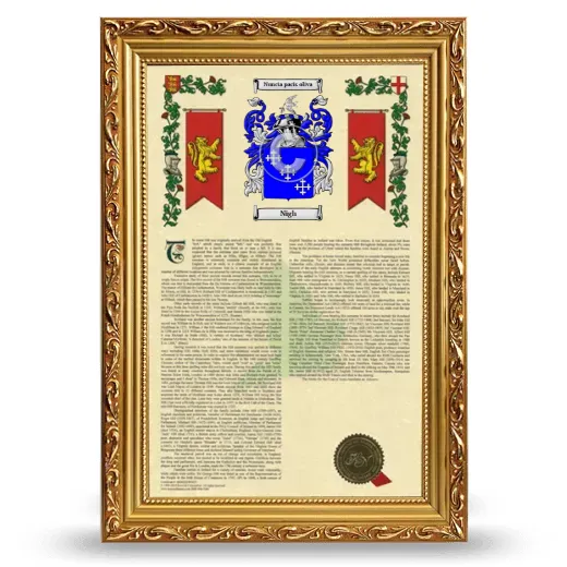 Nigh Armorial History Framed - Gold