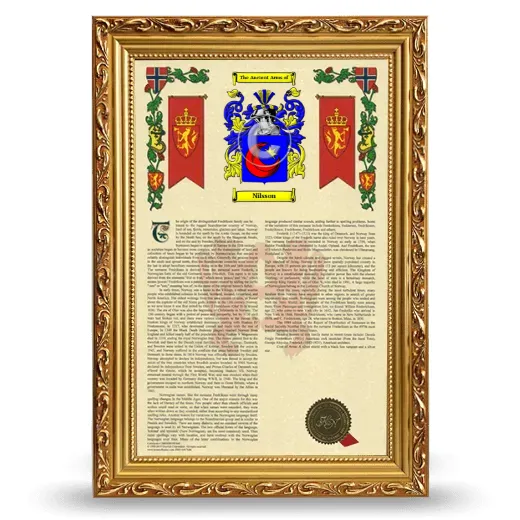 Nilsson Armorial History Framed - Gold
