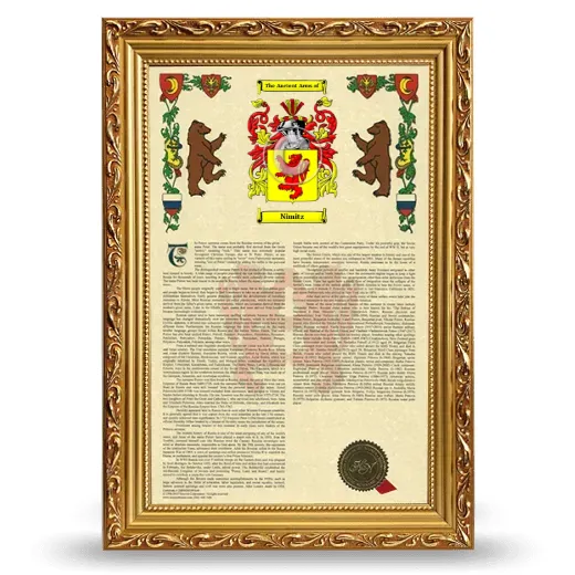 Nimitz Armorial History Framed - Gold