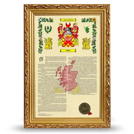Nimo Armorial History Framed - Gold