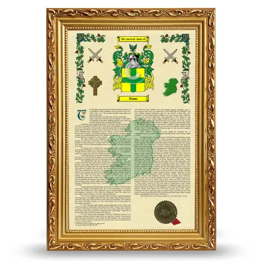 Noon Armorial History Framed - Gold