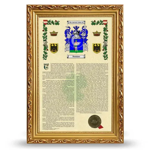 Norman Armorial History Framed - Gold