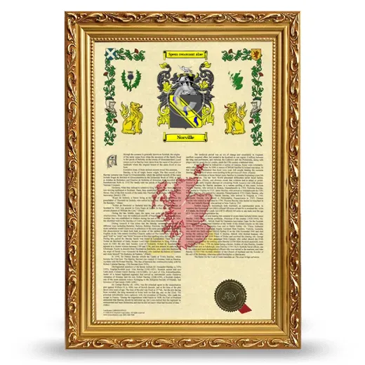 Norville Armorial History Framed - Gold