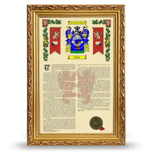 Novac Armorial History Framed - Gold