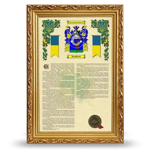 Novaković Armorial History Framed - Gold